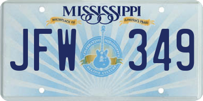 MS license plate JFW349
