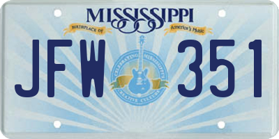 MS license plate JFW351