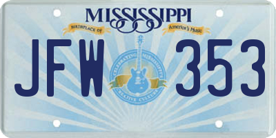 MS license plate JFW353