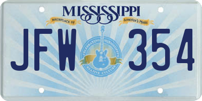 MS license plate JFW354