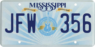 MS license plate JFW356