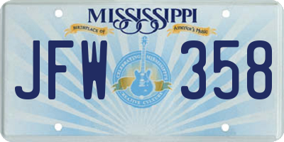 MS license plate JFW358