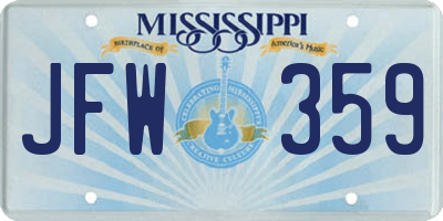 MS license plate JFW359
