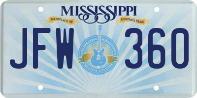 MS license plate JFW360