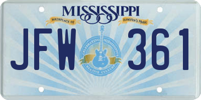 MS license plate JFW361