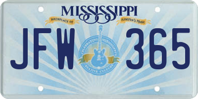 MS license plate JFW365