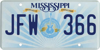 MS license plate JFW366