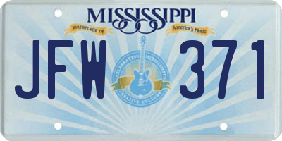 MS license plate JFW371