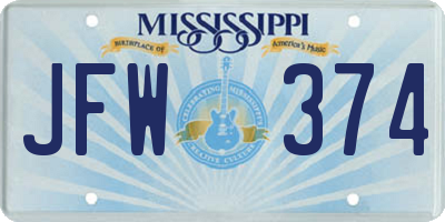 MS license plate JFW374