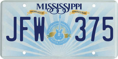 MS license plate JFW375