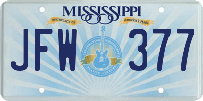 MS license plate JFW377
