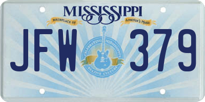 MS license plate JFW379