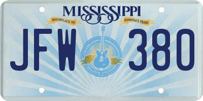 MS license plate JFW380