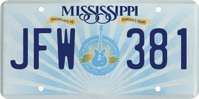 MS license plate JFW381