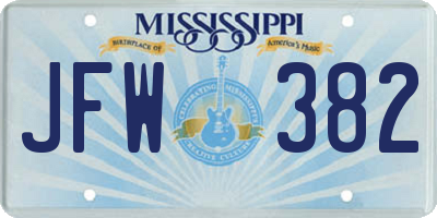 MS license plate JFW382
