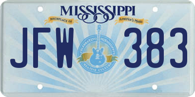 MS license plate JFW383