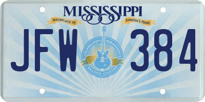 MS license plate JFW384