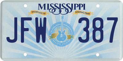 MS license plate JFW387