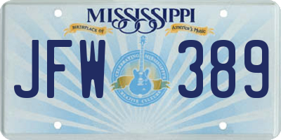 MS license plate JFW389