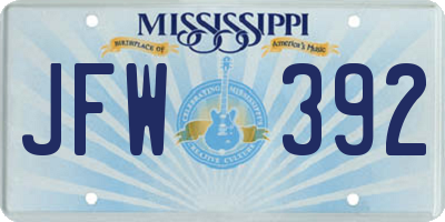 MS license plate JFW392