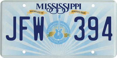 MS license plate JFW394