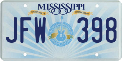 MS license plate JFW398