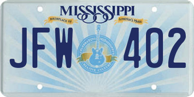 MS license plate JFW402
