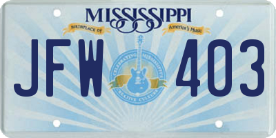 MS license plate JFW403