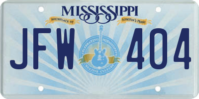 MS license plate JFW404
