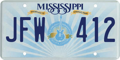 MS license plate JFW412