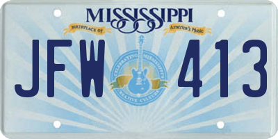MS license plate JFW413