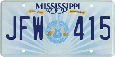 MS license plate JFW415