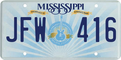 MS license plate JFW416