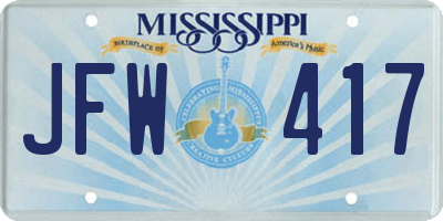 MS license plate JFW417
