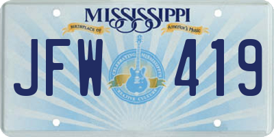 MS license plate JFW419
