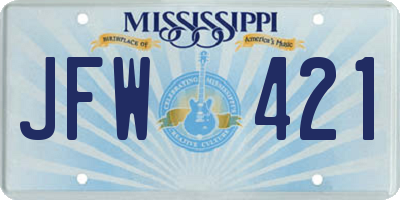 MS license plate JFW421
