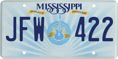 MS license plate JFW422