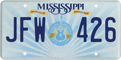 MS license plate JFW426