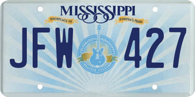 MS license plate JFW427