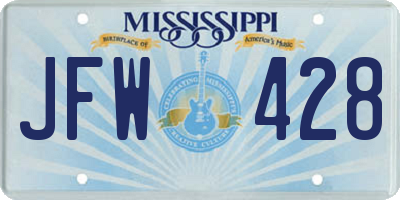 MS license plate JFW428