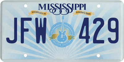 MS license plate JFW429