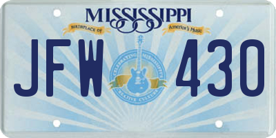 MS license plate JFW430