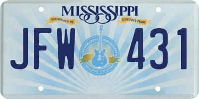 MS license plate JFW431