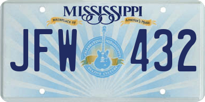 MS license plate JFW432