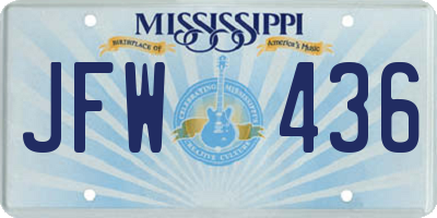 MS license plate JFW436