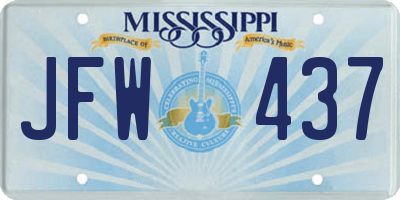 MS license plate JFW437