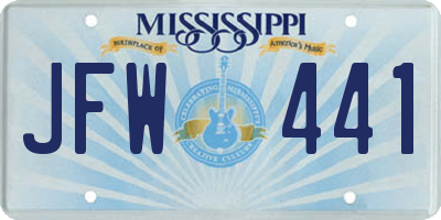 MS license plate JFW441