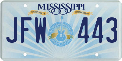 MS license plate JFW443