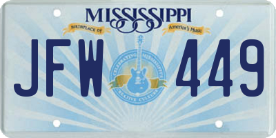 MS license plate JFW449