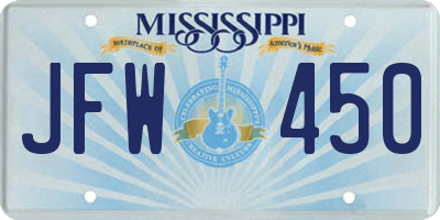 MS license plate JFW450